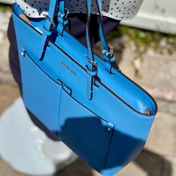 Michael Kors Jet Set Medium Pocket Tote Bag South Pacific Blue - Picture 5 of 9